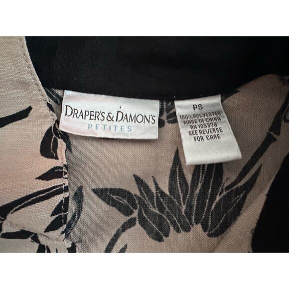 Draper’s & Damon’s Women’s Lightweight Tan/Black Palm Tree Button Up Sweater- PS - Picture 6 of 10